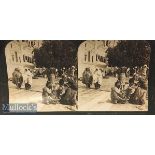 Original stereo view photo of Sikhs in the courtyard of the golden temple^ Amritsar by H C White Co.