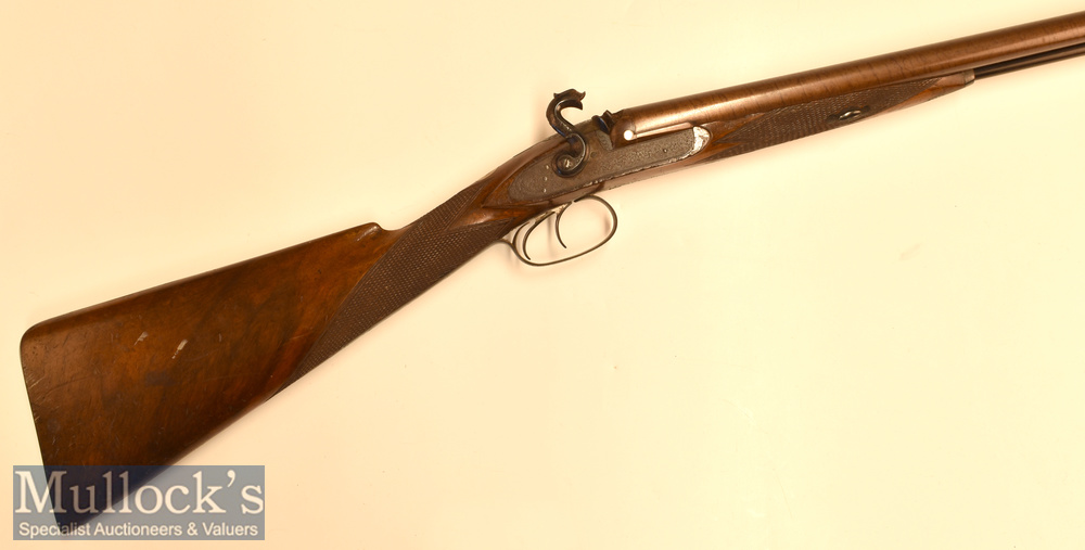 John Williams Helston 12g double barrel antique muzzle loaded Gun with 29 ½” Damascus barrels^ c/w