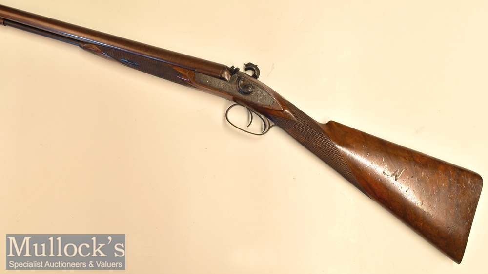 John Williams Helston 12g double barrel antique muzzle loaded Gun with 29 ½” Damascus barrels^ c/w - Image 2 of 4