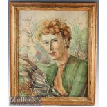 Cynthia McCraken (1889-1982) Watercolour of Lady Golfer signed to bottom corner^ framed measures