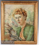 Cynthia McCraken (1889-1982) Watercolour of Lady Golfer signed to bottom corner^ framed measures