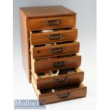 Small Wooden Cabinet with 6x Drawers and Fishing Accessories measures 32x27x46cm approx.^ repair