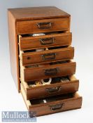 Small Wooden Cabinet with 6x Drawers and Fishing Accessories measures 32x27x46cm approx.^ repair