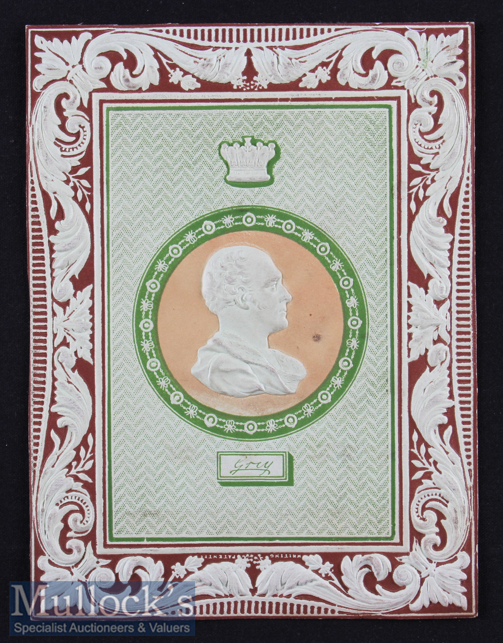 Lord Grey^ Prime Minister Paper Embossed Cameo by Charles Whiting an embossed cameo using the