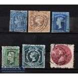 Australia - New South Wales. Early postage stamps 1850s-60s Collection of 6 stamps^ 3 are imperfs.