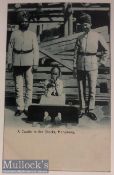 c1900s India Postcard Indian Police of Hong Kong with a coolie prisoner.