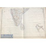 19th century Map of Southern India Published by Day & Sons. Hand coloured c1857. Dimensions 48 x