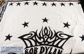 Large Bob Dylan Black and White Fringed Throw Blanket appears 100% cotton in original plastic bag^