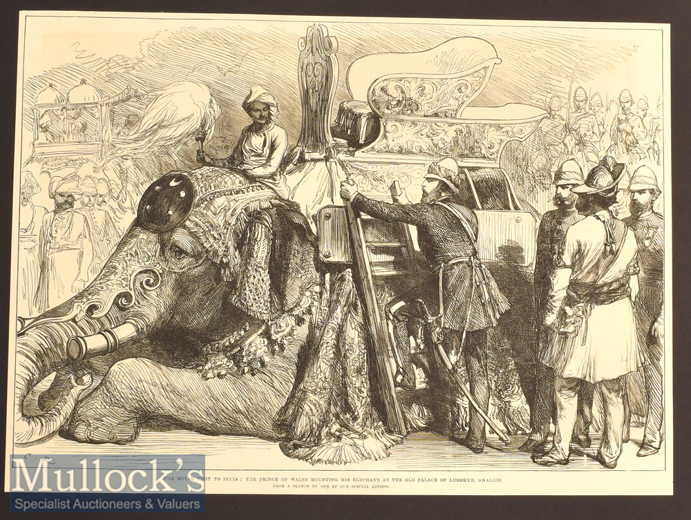 India – Two Original 1876 Engravings of the Royal Visit to Gwalior from sketches by William Simpson^ - Image 2 of 2