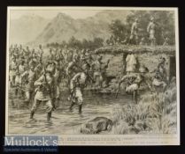 India & Punjab - The Expedition Against the Bunerwals: The 1st Brigade Fording A Branch of the