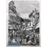 India and Punjab – The Main Street of Agra^ 1858 An original ILN wood engraving titled The Main