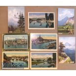 Collection of (8) litho postcards of Kashmir^ India c1900s. Set includes views of the fort and