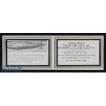 Airship R101 Memoriam Card 1931 With illustration of the Airship^ Text giving memoriam and list of