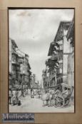Original Victorian period published pen & ink drawing of a Bombay street scene^ India by John Pedder