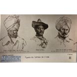 India & Punjab – Sikh Officers WWI A vintage antique postcard showing a Sikh officers including