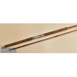 J S Sharpe Aberdeen Spinning Rod 9ft 3in Scottie brand split cane cork handle^ 2 piece^ paint to