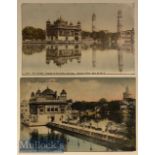 India Postcards (2) scenes of the Sikhs holiest shrine the golden temple of Amritsar^ Punjab.