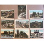 Collection of (9) litho postcards scenes of Ranikhet^ India c1900s. Set includes views of Bazaar^