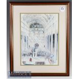 David Crick Colour Print of Ceremonial Scene framed measured 43x53cm