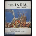Ellermans City & Hall Lines. “To And From India Via Egypt" 1920 - a fine 12 page Brochure with 10