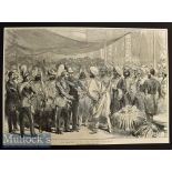 India – Reception of the Prince of Wales at Calcutta 1876 Engraving measures 51x36cm shows fold
