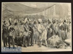 India – Reception of the Prince of Wales at Calcutta 1876 Engraving measures 51x36cm shows fold