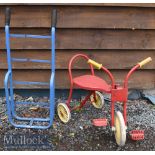 Childs Metal Pedal Tricycle in red^ measures 50cm in length^ height to seat 30cm approx.^ together