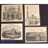 India – Lucknow – 4x 19th Century Original engravings The Imaumbarra 1858 24x18cm^ Gate of the