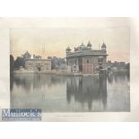 India – Golden Temple Steel Engraving. Original 19th century colour steel engraving of the holiest