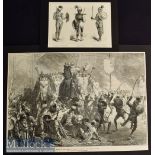 India – Large 1876 Original Engraving Arrival of the Prince of Wales at Jeypore: War Dance of