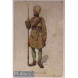 India Sikh Military Postcard - Original postcard Sikh soldier of the Indian army. Reverse side has