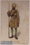 India Sikh Military Postcard - Original postcard Sikh soldier of the Indian army. Reverse side has