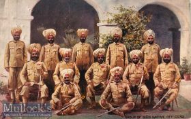 India & Punjab – Sikh Native Officers A vintage antique postcard showing a Sikhs Officers during the