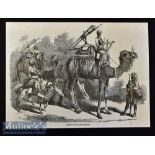 India & Punjab - Camel Jingalls original engraving from a periodical 1858 this artillery was used by