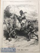WWI Indian print by Punch - India for the king. Showing Sikhs & Gurkhas on the charge. Published