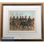 India - Original colour lithograph of the 2nd Bombay lancers review order c1900s by R Simkin. In