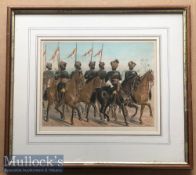 India - Original colour lithograph of the 2nd Bombay lancers review order c1900s by R Simkin. In