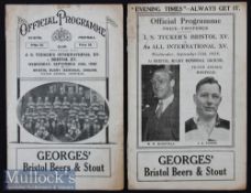 1929/1930 Pair of Special Bristol Rugby Programmes (2): The annual clash between J S ‘Sam’ Tucker’