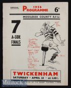 1936 Middlesex Sevens Rugby Programme: Cartoonist Tom Webster decorated the cover of the four issues