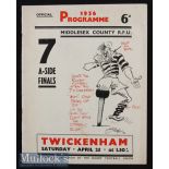 1936 Middlesex Sevens Rugby Programme: Cartoonist Tom Webster decorated the cover of the four issues