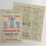 1949 FA Cup Semi Final Wolverhampton Wanderers v Leicester City Souvenir football programme date