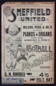 Rare 1897/98 Sheffield United v Sheffield Wednesday Football programme played February 26th, M.