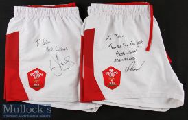 Scarce Signed Wales RWC 2019 Player Issue Shorts (2): XXL Under Armour high-tech fully logoed team