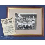 Superb Manchester Utd 1957/58 b&w framed and glazed team photograph, press stamp to the reverse,