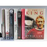 Selection of Signed Manchester United Books to include Dennis Law, Dwight Yorke, Bryan Robson, Sir