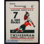 1935 Middlesex Sevens Rugby Programme: The Quins’ 6th win in 10 attempts, the issue including