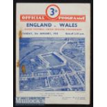 1950 England v Wales (Grand Slam) Rugby Programme: First Welsh win of their Grand Slam season, in