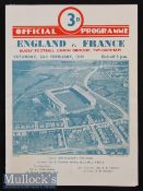 1949 England v France Rugby Programme: Pocket fold on otherwise splendid Twickenham 4pp card