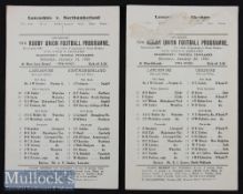 Rare 1930 pair of Lancashire Rugby “Branscombe” Programmes (2): v Northumberland and v Cheshire at