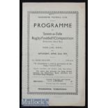 1939 Manchester Sevens Prelims Rugby Programme: 6 sided foldout issue with results inked in. Good